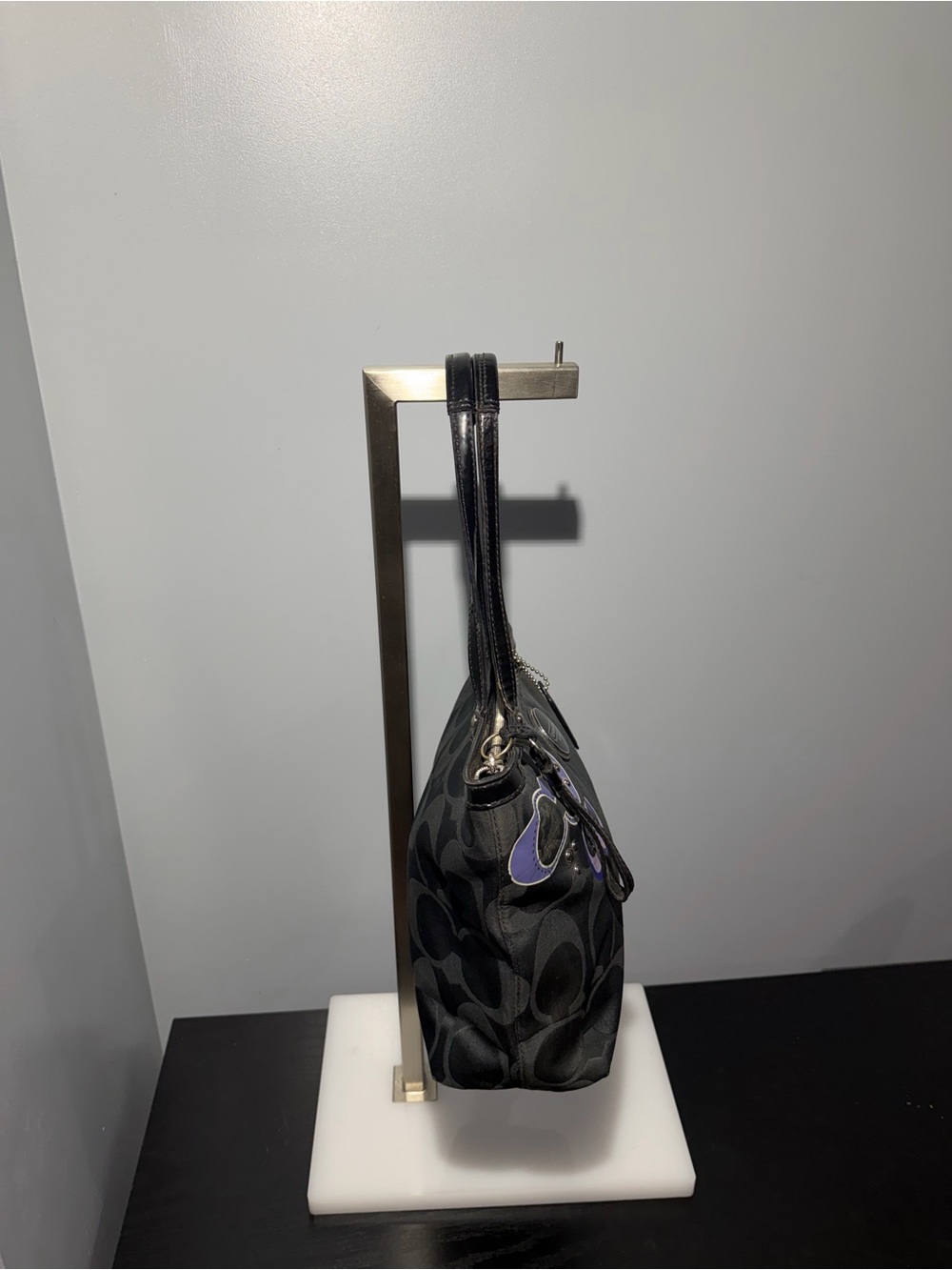 Coach poppy Black Signature Canvas Tote with Purple Accents - Picture 2 of 10